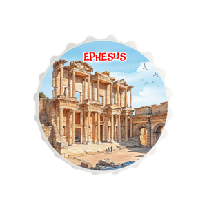 Efes Antik Kent Temalı Yuvarlak Magnet Açacak