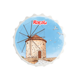 Alaçatı Temalı Yuvarlak Magnet Açacak